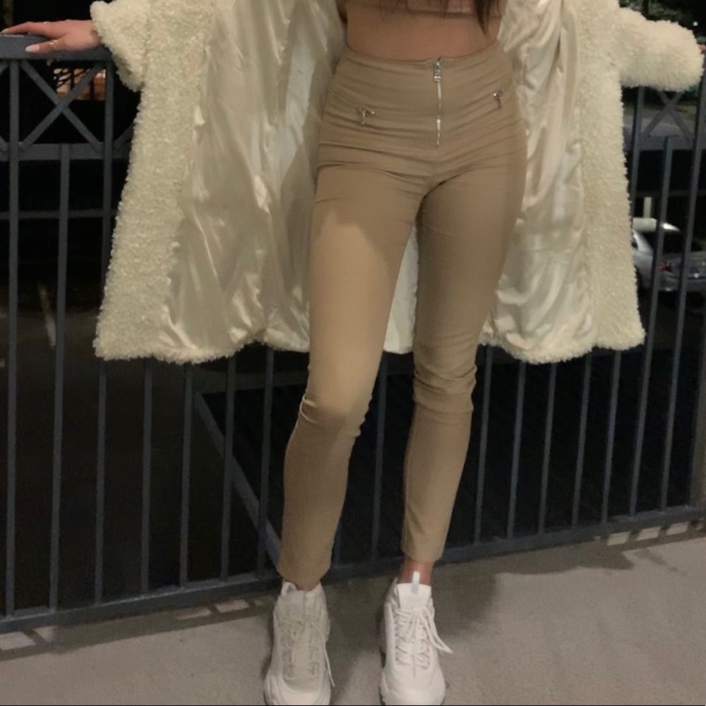 Tan Zip Up Pants